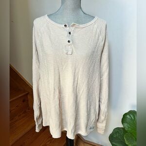 Cream Long Sleeve Henley Shirt